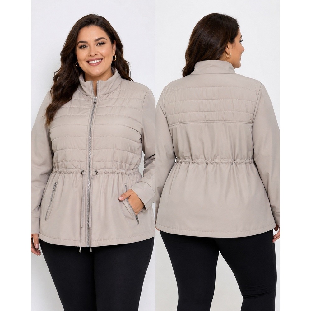AVIA Women's Quilted Jacket XXXL 22 Beige Full Zip Lightweight Puffer